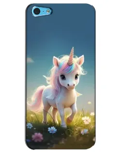 Чехол для iPhone 5c с картинкой «Единорог на поляне»