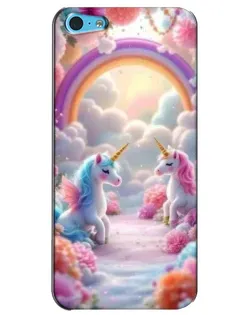 Чехол для iPhone 5c с картинкой «Радуга и единороги»