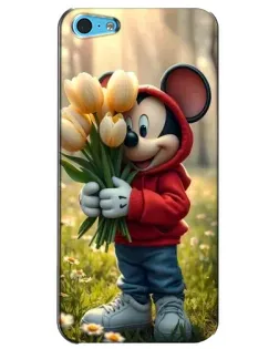 Чехол для iPhone 5c с картинкой «Микки с тюльпанами»