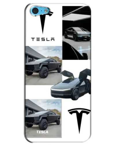 Чехол для iPhone 5c с картинкой «Коллаж Cybertruck Tesla»