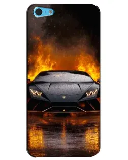 Чохол для iPhone 5c з картинкою «Lamborghini у вогні»