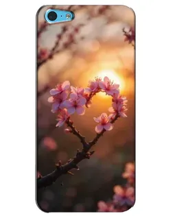 Чохол для iPhone 5c з картинкою «Рожевий цвіт сердечко на тлі заходу» Чохол для iPhone 5c з картинкою «Рожевий цвіт сердечко на тлі заходу»