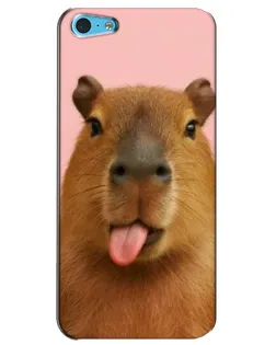Чехол для iPhone 5c с картинкой «Капибара с языком»