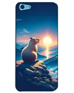 Чехол для iPhone 5c с картинкой «Закат солнца с капибарой»