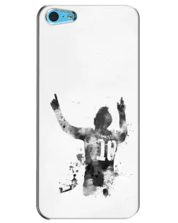 Чехол для iPhone 5c с картинкой «Черно-белый силуэт Месси»