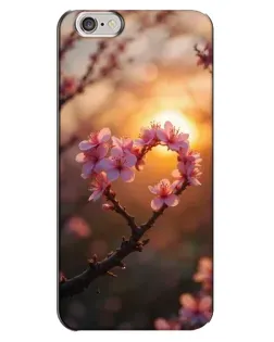 Чехол для iPhone 6 Plus / 6s Plus с картинкой «Розовый цвет сердце на фоне заката»