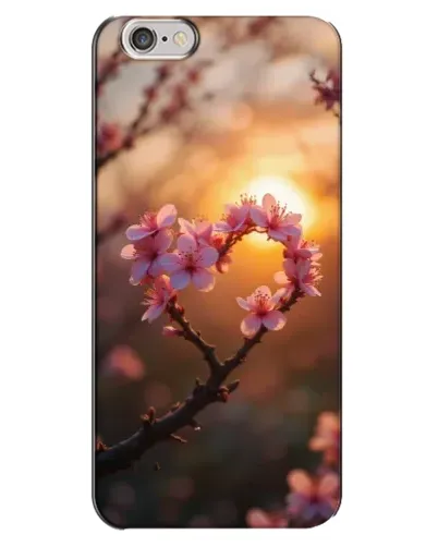 Чехол для iPhone 6 Plus / 6s Plus с картинкой «Розовый цвет сердце на фоне заката»