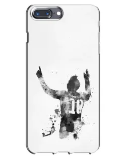 Чехол для iPhone 7 Plus с картинкой «Черно-белый силуэт Месси»