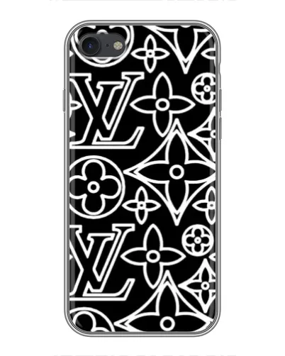 Чехол для iPhone 7 с картинкой «Черно-белый узор LV»