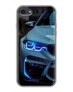 Чехол для iPhone 7 с картинкой «Взгляд BMW с синими фарами»