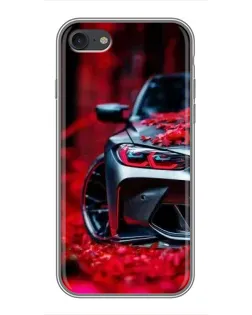 Чехол для iPhone 7 с картинкой «Спортивная BMW и цветы»