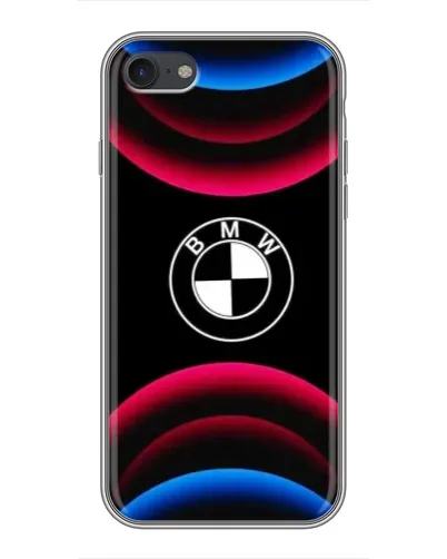 Чехол для iPhone 7 с картинкой «Логотип BMW и неоновые дуги»