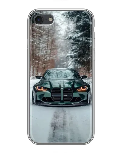 Чехол для iPhone 7 с картинкой «BMW в зимнем лесу»