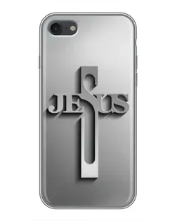 Чехол для iPhone 7 с картинкой «Металлический крест Jesus»
