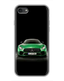 Чехол для iPhone 7 с картинкой «Mercedes — неоновый лого»
