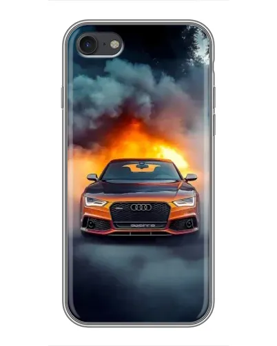 Чехол для iPhone 7 с картинкой «Audi в огненном дыму»