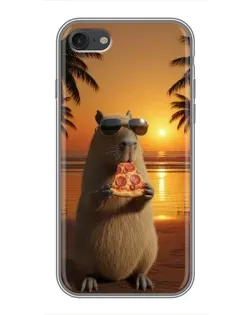 Чехол для iPhone 7 с картинкой «Капибара с пиццей»