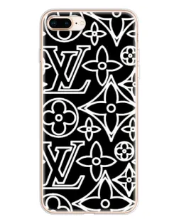 Чехол для iPhone 8 Plus с картинкой «Черно-белый узор LV»