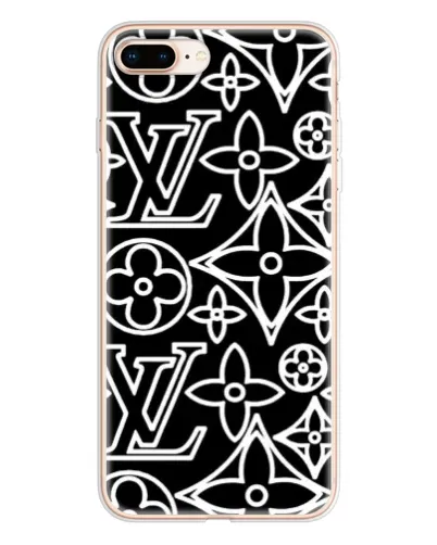 Чехол для iPhone 8 Plus с картинкой «Черно-белый узор LV»