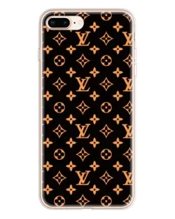 Чехол для iPhone 8 Plus с картинкой «Золотая монограмма LV»