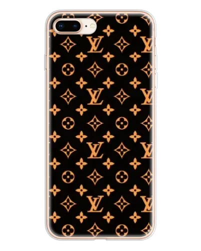 Чехол для iPhone 8 Plus с картинкой «Золотая монограмма LV»