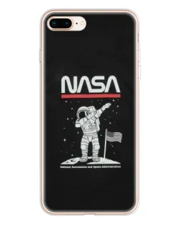 Чехол для iPhone 8 Plus с картинкой «NASA — шагаем по Луне»