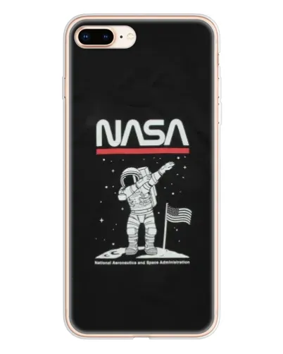 Чехол для iPhone 8 Plus с картинкой «NASA — шагаем по Луне»