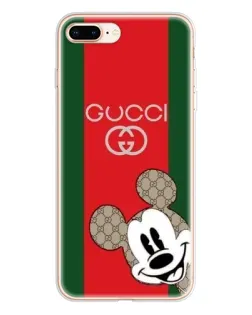 Чехол для iPhone 8 Plus с картинкой «Gucci — полосы и Микки»