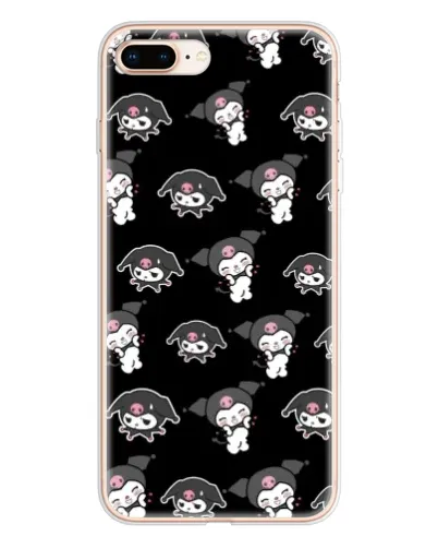 Чехол для iPhone 8 Plus с картинкой «Черный паттерн Kuromi»