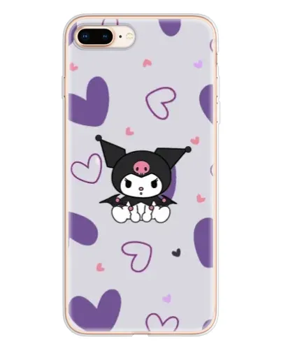 Чехол для iPhone 8 Plus с картинкой «Kuromi и лавандовые сердца»