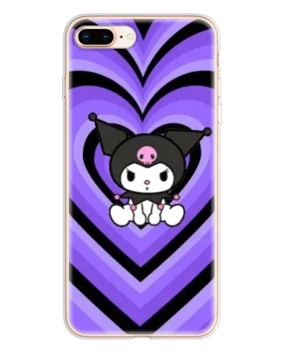 Чехол для iPhone 8 Plus с картинкой «Kuromi и фиолетовые сердца»