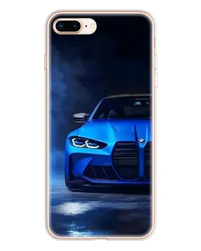 Чехол для iPhone 8 Plus с картинкой «Голубая BMW M4»