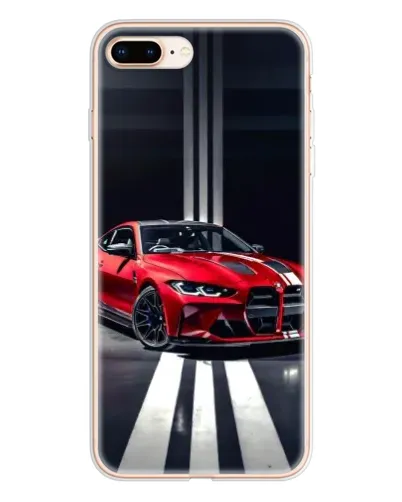 Чехол для iPhone 8 Plus с картинкой «Красная BMW на дороге»