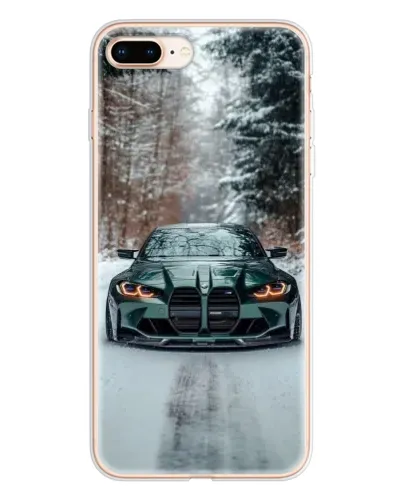 Чехол для iPhone 8 Plus с картинкой «BMW в зимнем лесу»