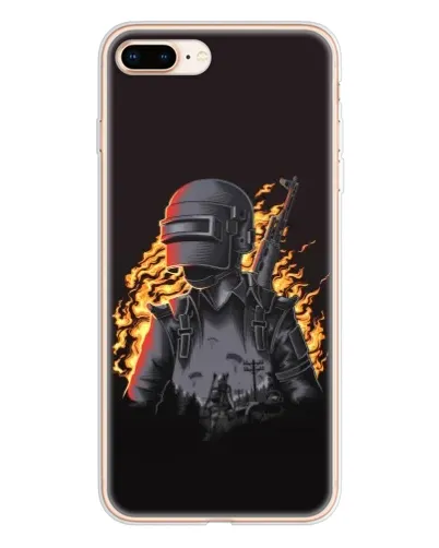 Чехол для iPhone 8 Plus с картинкой «PUBG — огненный силуэт»