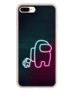 Чехол для iPhone 8 Plus с картинкой «Among Us неон-арт»