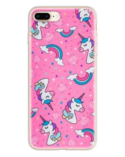 Чохол для iPhone 8 Plus з картинкою «Unicorn паттерн рожевий»