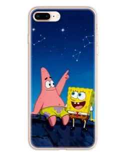 Чехол для iPhone 8 Plus с картинкой «Губка Боб и Патрик ночью»