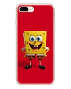 Чехол для iPhone 8 Plus с картинкой «Спанч Боб на красном»