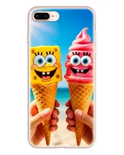 Чехол для iPhone 8 Plus с картинкой «Спанч Боб мороженое»