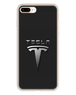 Чехол для iPhone 8 Plus с картинкой «Стальной логотип Tesla»