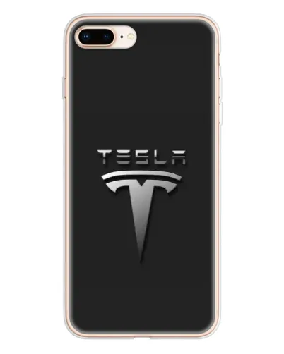 Чехол для iPhone 8 Plus с картинкой «Стальной логотип Tesla»