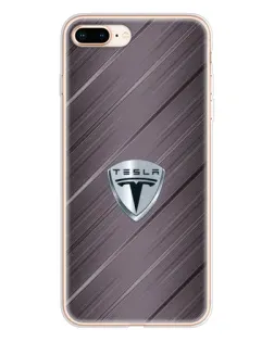 Чехол для iPhone 8 Plus с картинкой «Металлическая текстура Tesla»