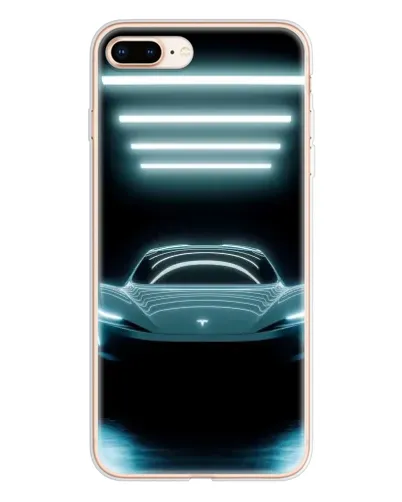 Чехол для iPhone 8 Plus с картинкой «Tesla в неоне»