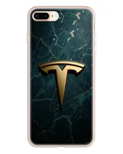 Чехол для iPhone 8 Plus с картинкой «Мраморная Tesla Gold»