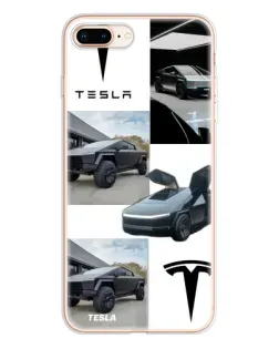 Чехол для iPhone 8 Plus с картинкой «Коллаж Cybertruck Tesla»
