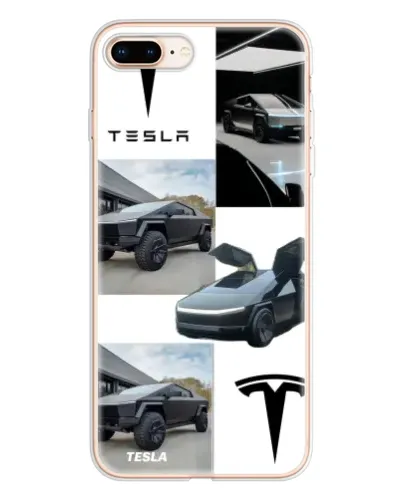 Чехол для iPhone 8 Plus с картинкой «Коллаж Cybertruck Tesla»