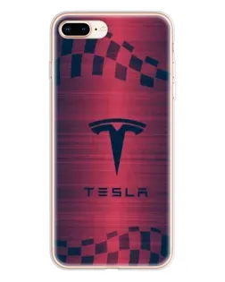 Чехол для iPhone 8 Plus с картинкой «Тесла красный карбон»