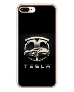 Чехол для iPhone 8 Plus с картинкой «Tesla — серебристое авто»