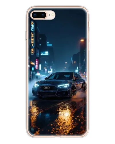 Чехол для iPhone 8 Plus с картинкой «Ночной город и Audi»